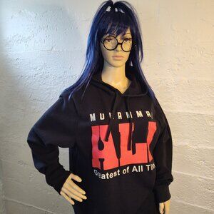 Muhammad Ali Greatest of All Time Black Red White Graphic Long Sleeve Hoodie M